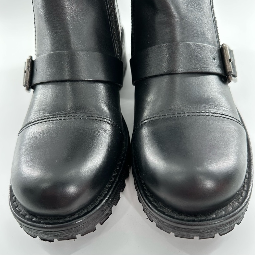 Lucky brand Ondalucia womens ankle booties size 7 37 leather moto biker boots - Picture 2 of 13